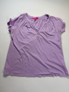 Lilly Pulitzer Lavender Short Sleeve Henley Tee